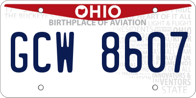 OH license plate GCW8607