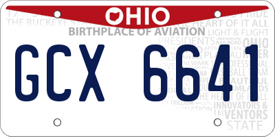 OH license plate GCX6641