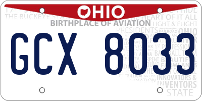 OH license plate GCX8033
