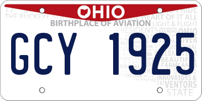 OH license plate GCY1925