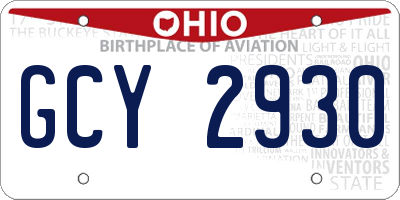 OH license plate GCY2930