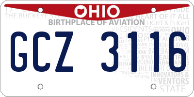 OH license plate GCZ3116