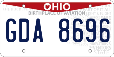 OH license plate GDA8696