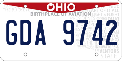 OH license plate GDA9742