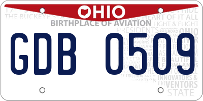 OH license plate GDB0509