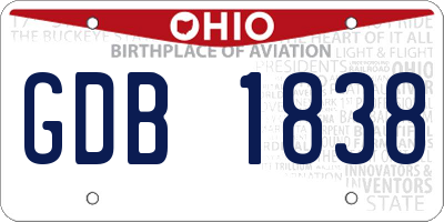 OH license plate GDB1838