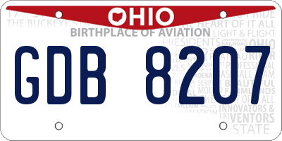 OH license plate GDB8207