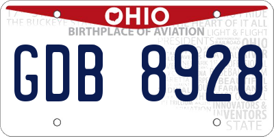 OH license plate GDB8928