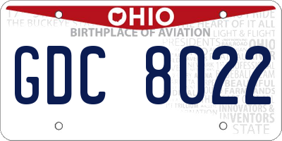 OH license plate GDC8022