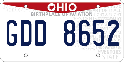 OH license plate GDD8652
