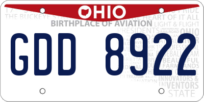 OH license plate GDD8922