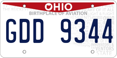 OH license plate GDD9344