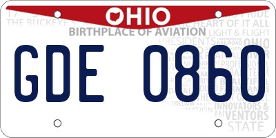 OH license plate GDE0860