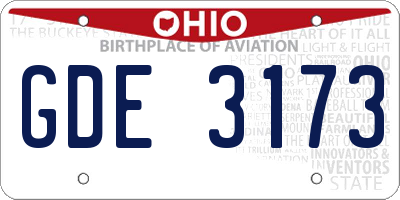 OH license plate GDE3173