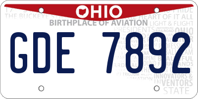 OH license plate GDE7892