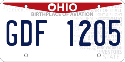 OH license plate GDF1205