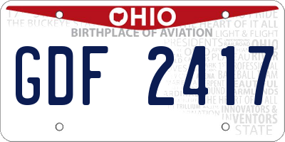 OH license plate GDF2417
