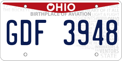 OH license plate GDF3948
