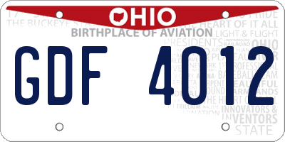 OH license plate GDF4012