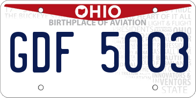 OH license plate GDF5003