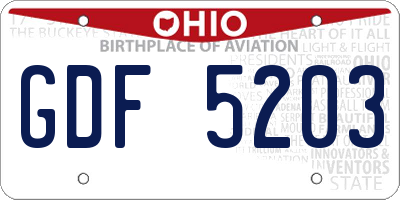 OH license plate GDF5203