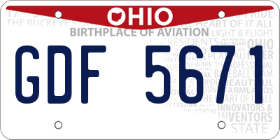OH license plate GDF5671
