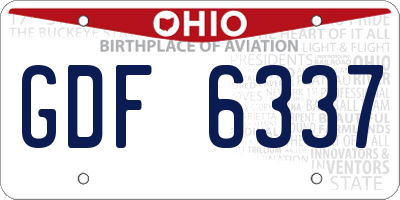 OH license plate GDF6337