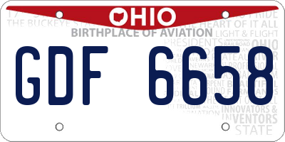 OH license plate GDF6658