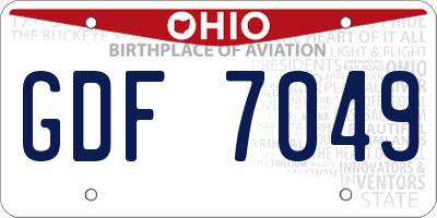 OH license plate GDF7049