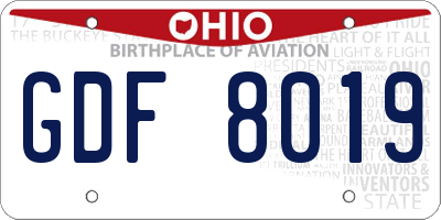 OH license plate GDF8019