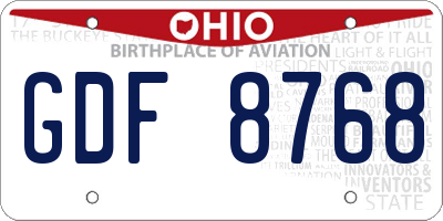 OH license plate GDF8768