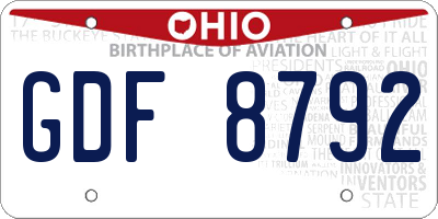 OH license plate GDF8792