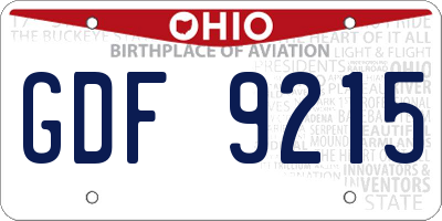 OH license plate GDF9215