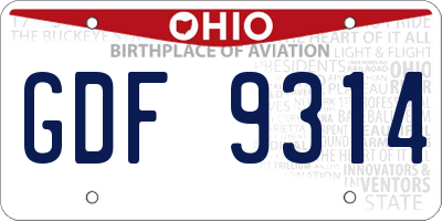 OH license plate GDF9314
