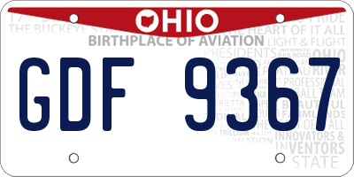 OH license plate GDF9367