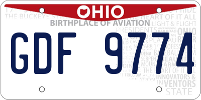 OH license plate GDF9774