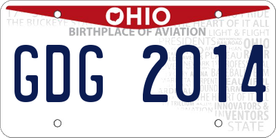 OH license plate GDG2014
