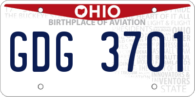 OH license plate GDG3701