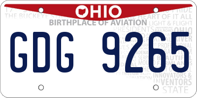 OH license plate GDG9265