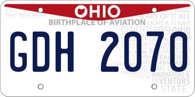 OH license plate GDH2070