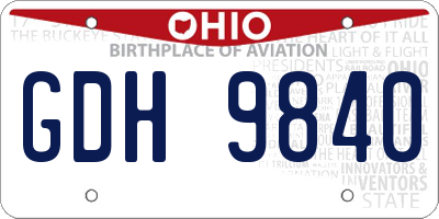 OH license plate GDH9840