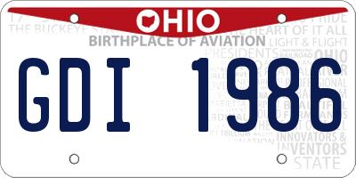 OH license plate GDI1986