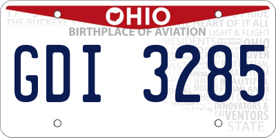 OH license plate GDI3285