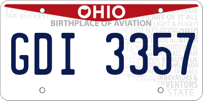 OH license plate GDI3357
