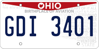 OH license plate GDI3401