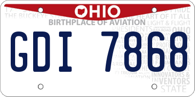 OH license plate GDI7868