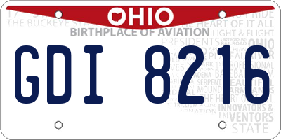 OH license plate GDI8216