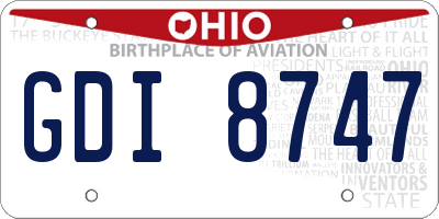 OH license plate GDI8747