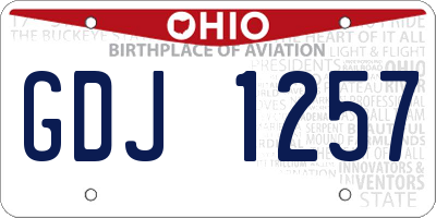 OH license plate GDJ1257