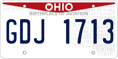 OH license plate GDJ1713